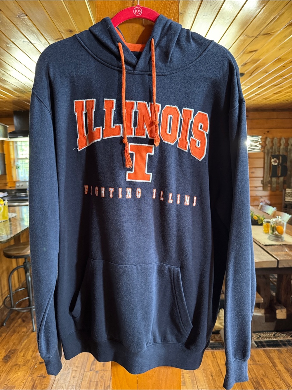 Colosseum Navy Hoodie with Orange Illinois Logo